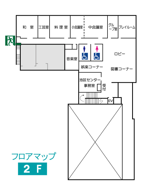 館内のマップ画像 2階